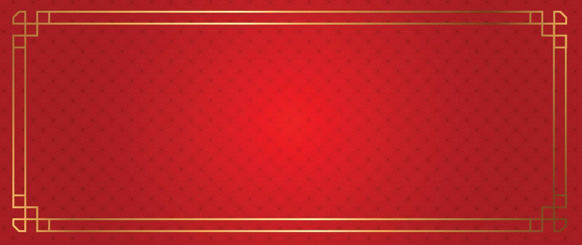 vecteur de fond rouge joyeux nouvel an chinois. motif traditionnel chinois et japonais avec des formes géométriques, cadre doré. papier peint de style oriental pour impression, tissu, couverture, bannière, décoration.