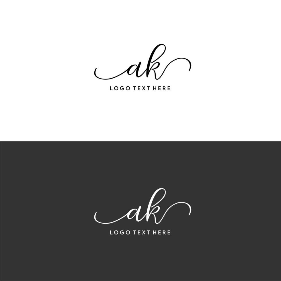 logo de lettre initiales ak, signature ak, monogramme ak, initiales ak vecteur
