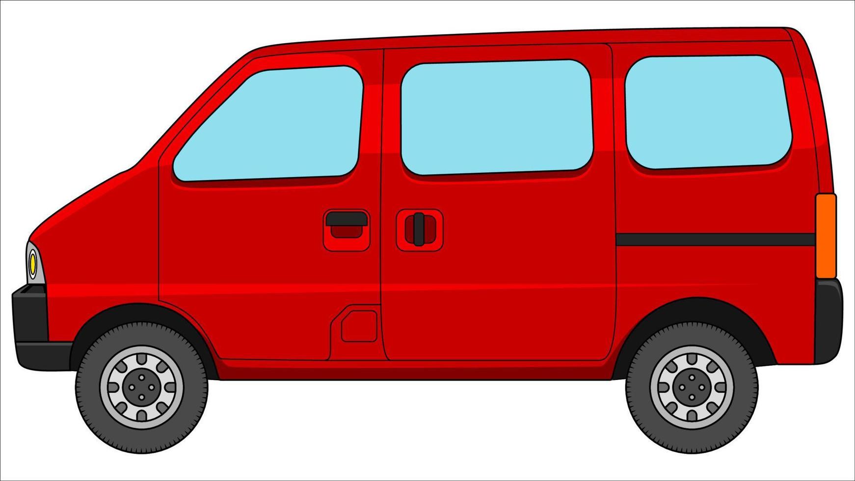 van en vecteur de couleur vive, illustration vectorielle de voiture réaliste plat couleur vive