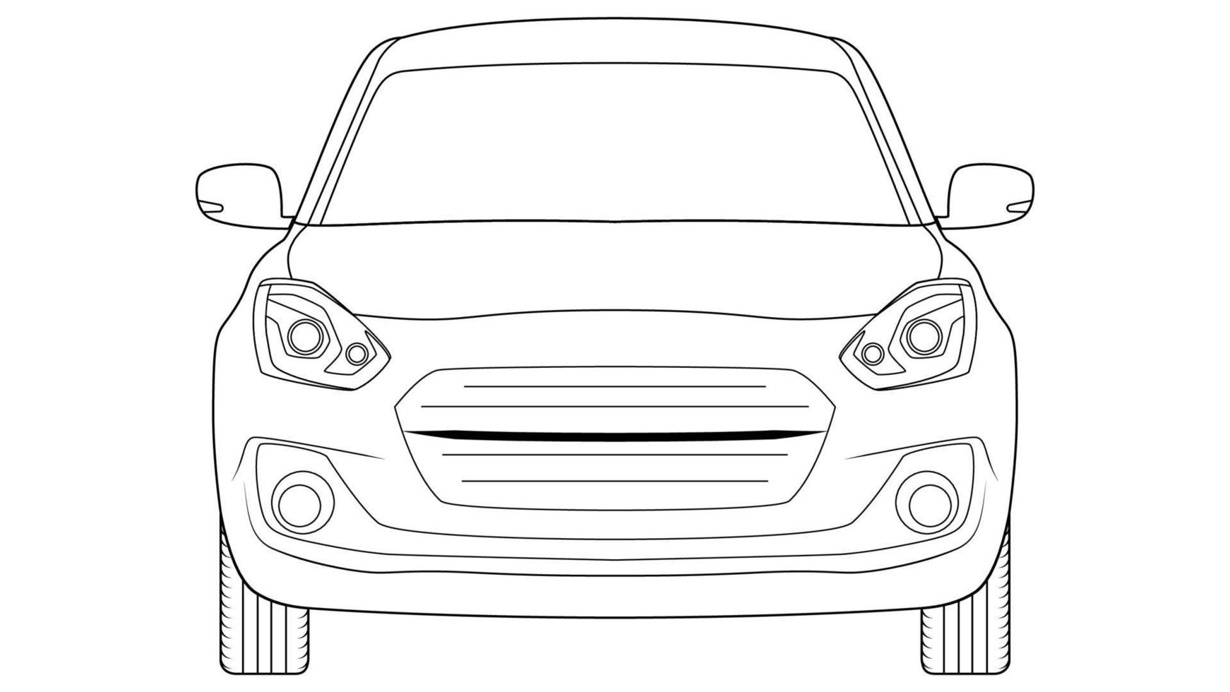 illustration vectorielle de contour de voiture à hayon arrière mini vecteur