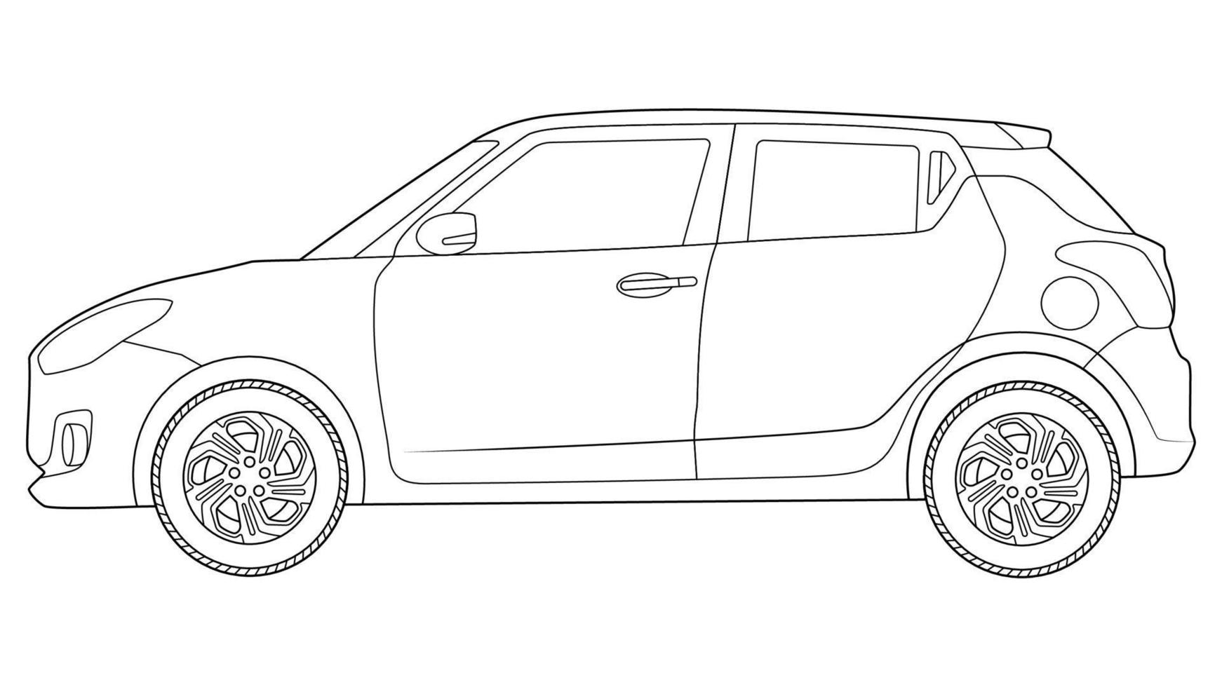 illustration vectorielle de contour de voiture à hayon arrière mini vecteur