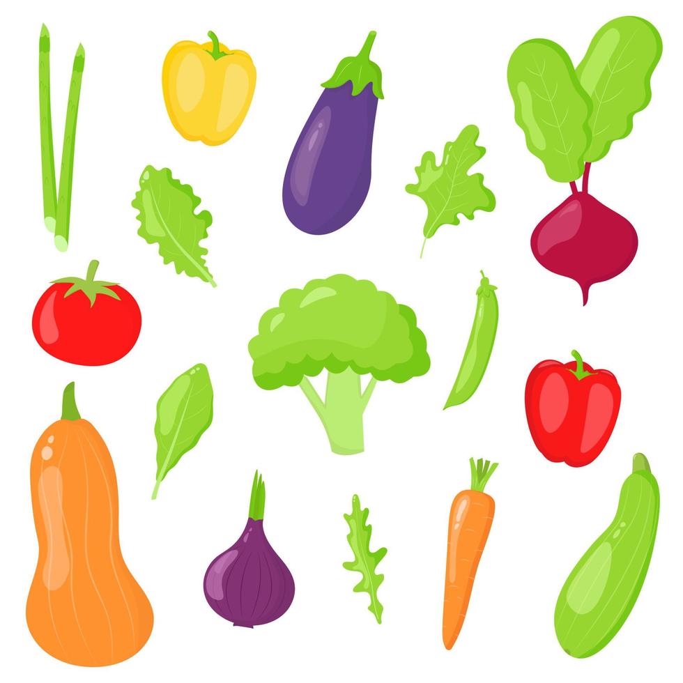 gros légumes dans un style plat. illustration vectorielle lumineuse. arrière-plan du menu alimentaire eco. aliments sains biologiques frais. produits de la ferme. régime végétalien. vecteur