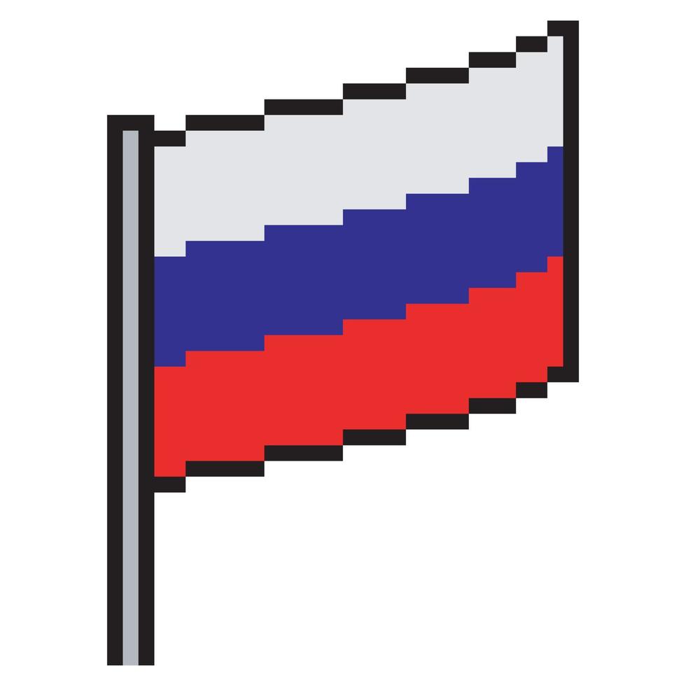drapeau russe pixel art. illustration vectorielle vecteur