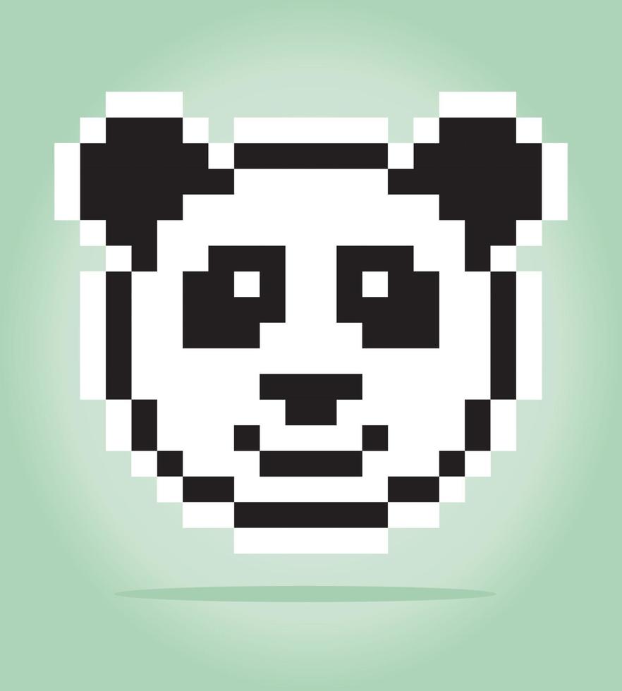 8 bits de pixels de visage de panda. animaux pour les actifs de jeu et les motifs de point de croix dans les illustrations vectorielles. vecteur