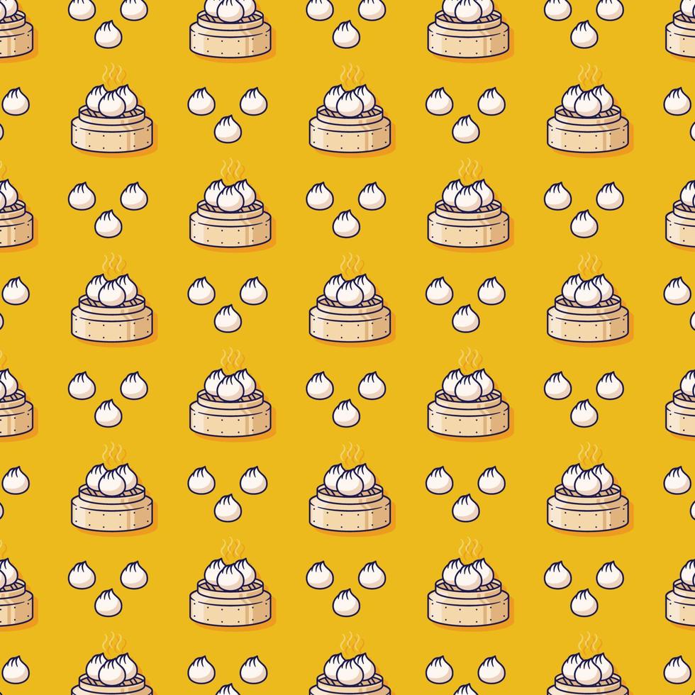 illustration de nourriture mignon motif dim sum vecteur