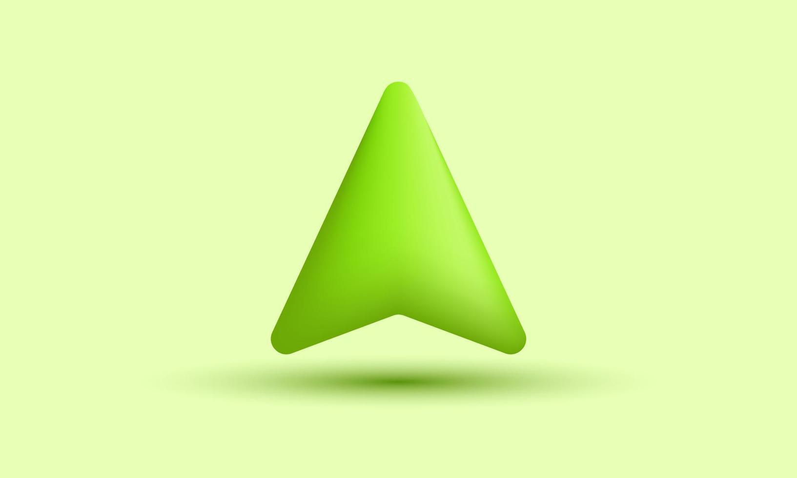 illustration icône de flèche de pointeur vert réaliste 3d créatif isolé sur fond vecteur