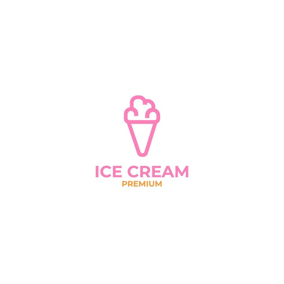 illustration de modèle de concept de conception de logo de crème glacée mignonne de vecteur