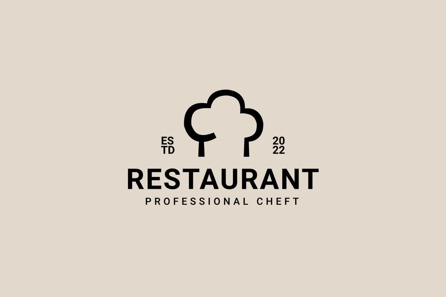 création de logo rétro simple chef et restaurant vecteur