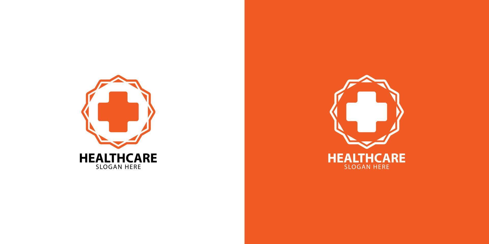modèle de conception minimaliste de logo de soins de santé vecteur