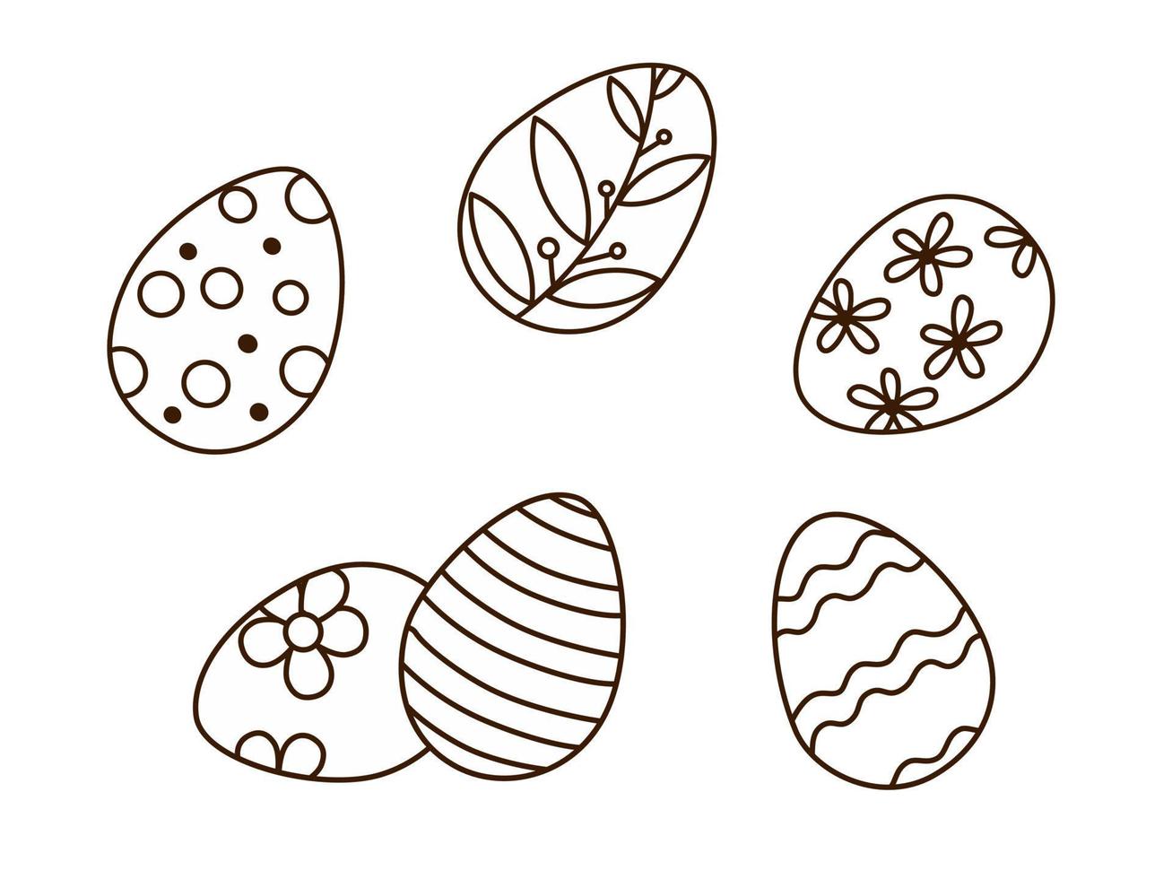 contour de doodle collection d'oeufs de pâques. illustration vectorielle noir et blanc. vecteur