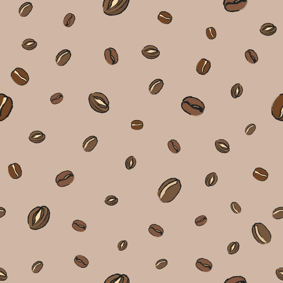 vecteur transparente motif grains de café sur fond marron, fond d'écran sans couture motif grains de café