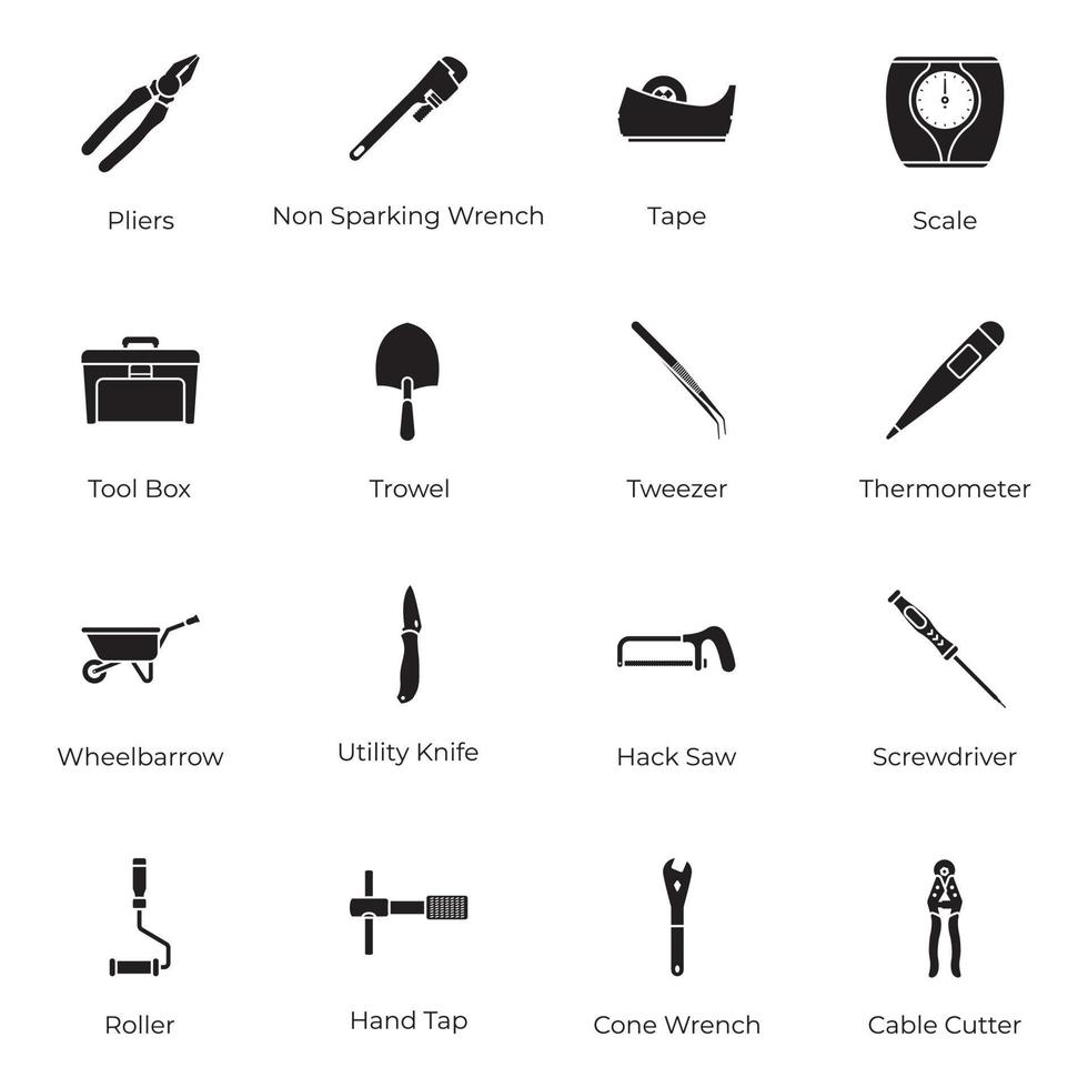 ensemble d'icônes d'outils mécaniques vecteur