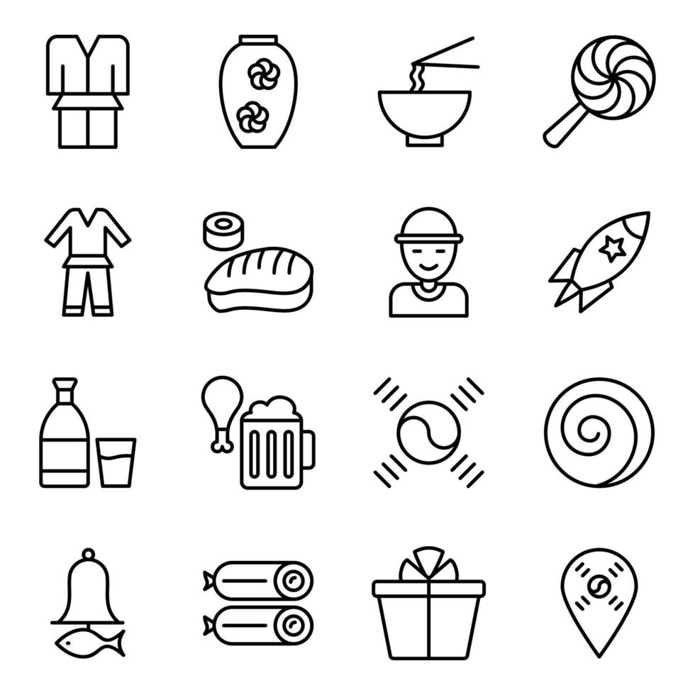 pack d'icônes de la culture coréenne vecteur