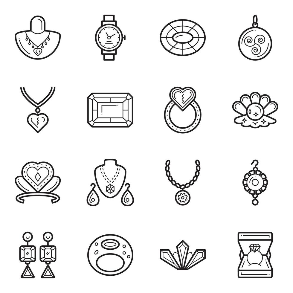 pack d'icônes linéaires bijoux et accessoires vecteur