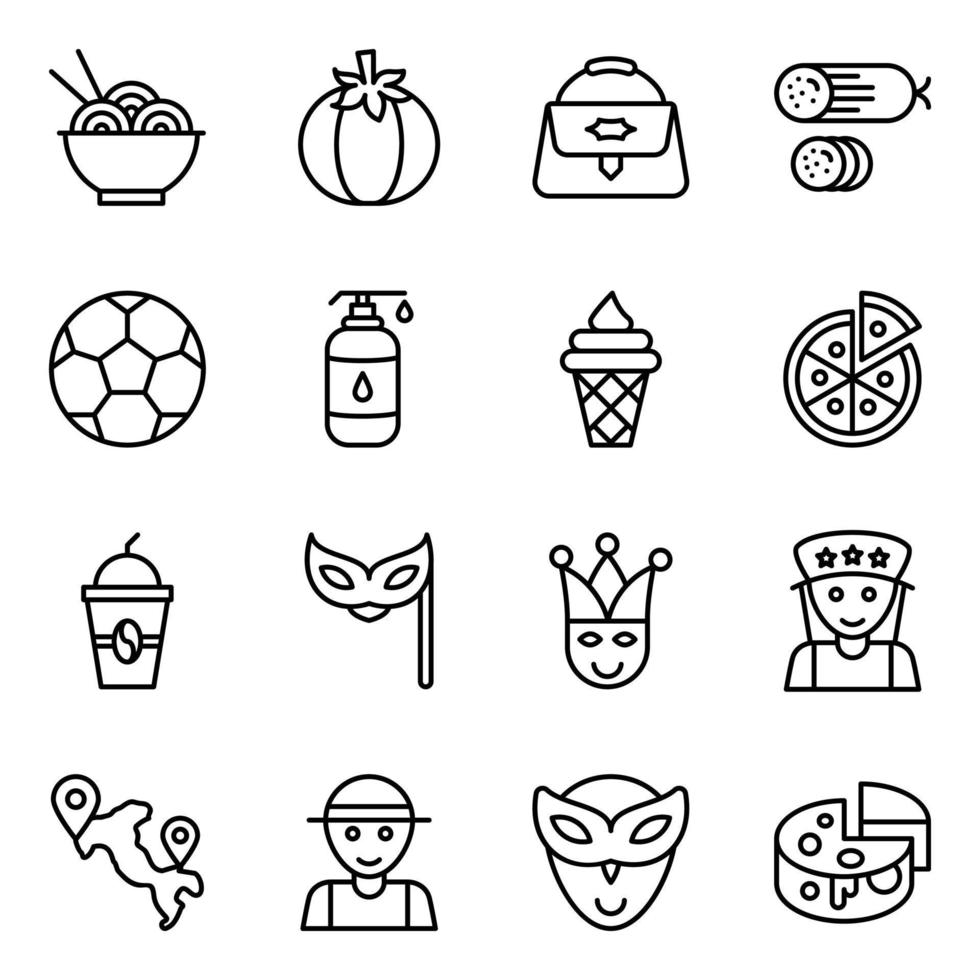 pack d'icônes de symboles italiens vecteur