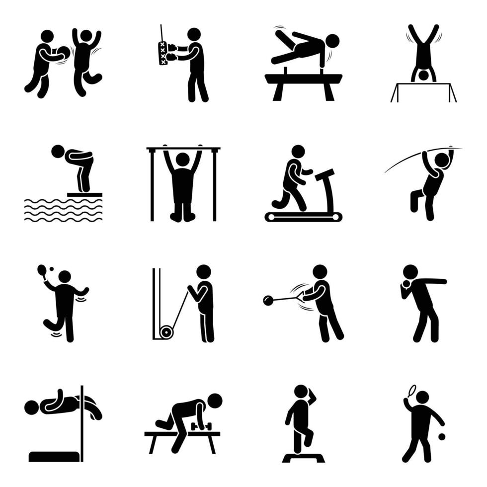 pack de vecteurs de glyphes de jeux et de sports vecteur