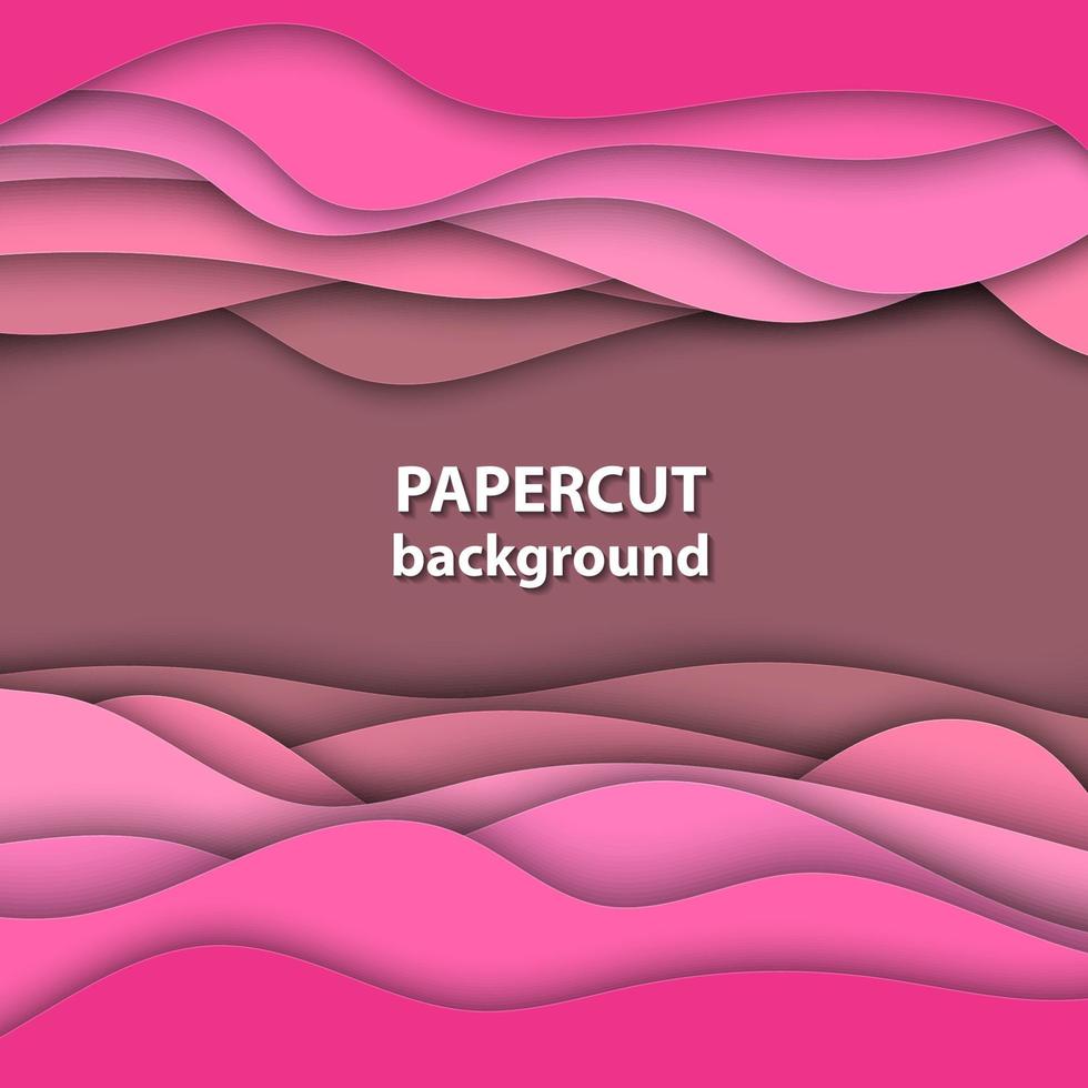 fond de vecteur avec des formes découpées en papier de couleur rose. Style d'art papier abstrait 3d, mise en page de conception pour les présentations d'affaires, dépliants, affiches, impressions, décoration, cartes, couverture de brochure.