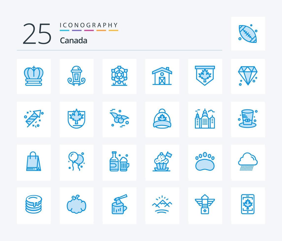 pack d'icônes de couleur bleu canada 25, y compris le canada. étiquette. ferris. Canada. domicile vecteur