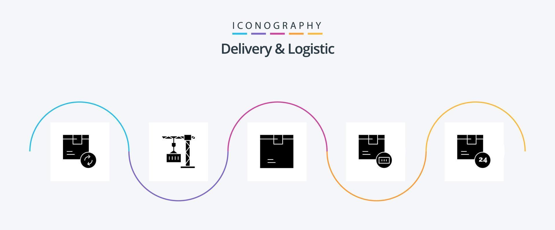 pack d'icônes de livraison et de logistique glyphe 5, y compris la livraison. code à barre. expédition. expédition. marchandises vecteur