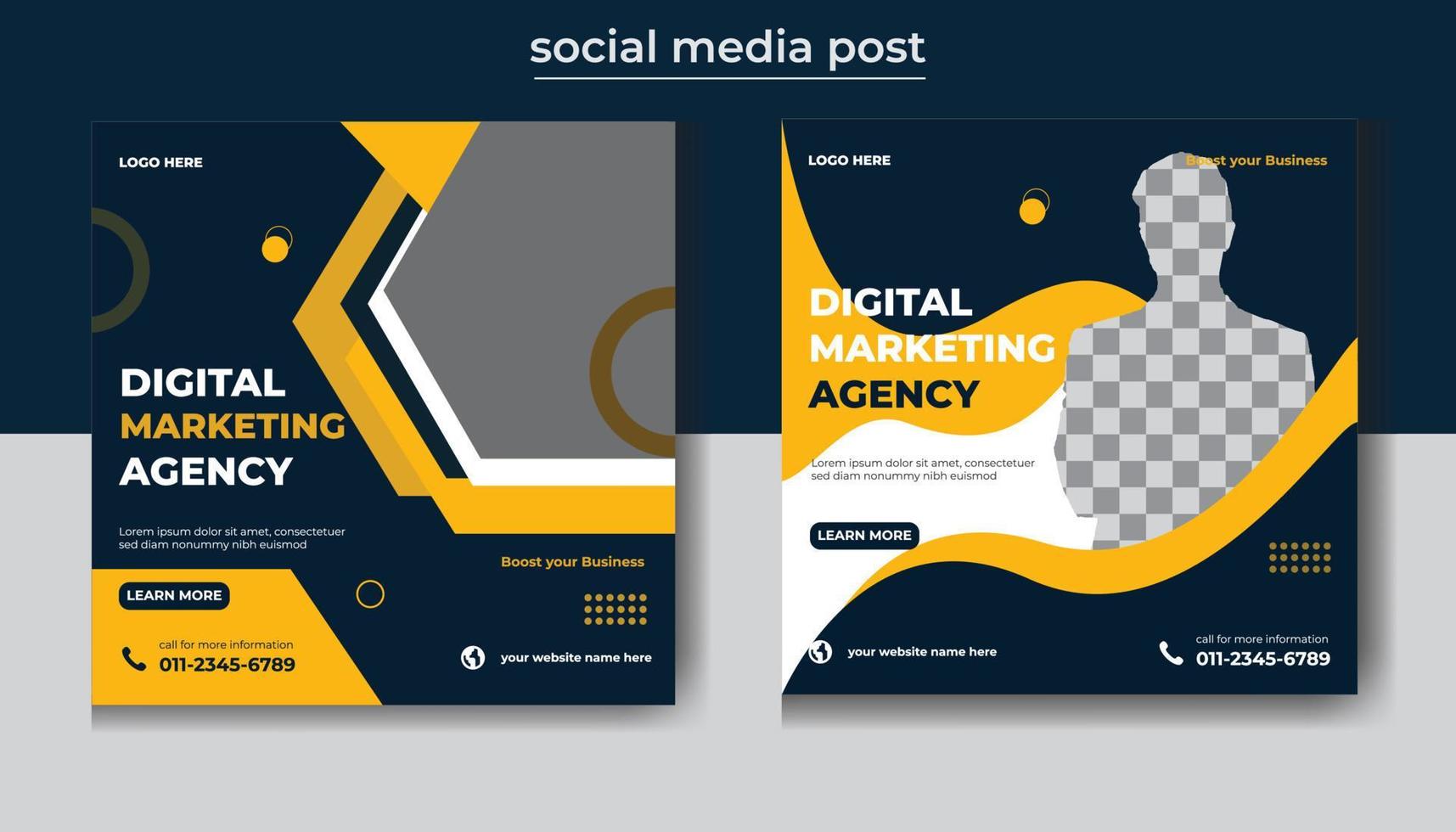 modèle de publication sur les médias sociaux et de bannière web d'agence de marketing d'entreprise numérique vecteur