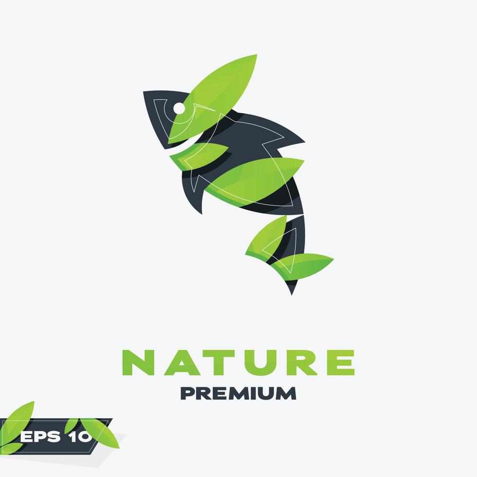 pêche nature feuilles logo vecteur