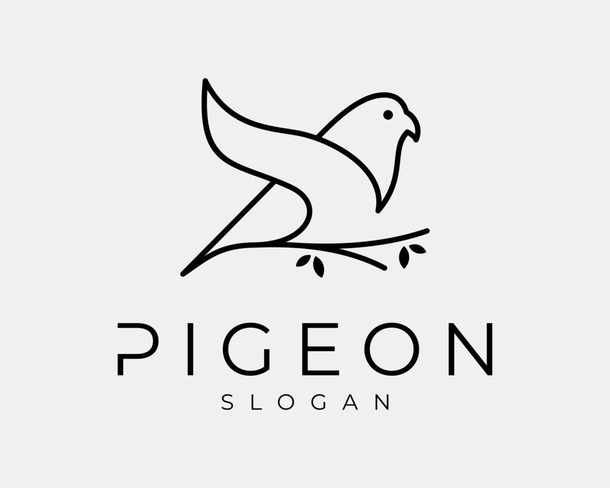 pigeon oiseau colombe paix aile voler liberté portrait linéaire dessin au trait simple minimal vecteur création de logo