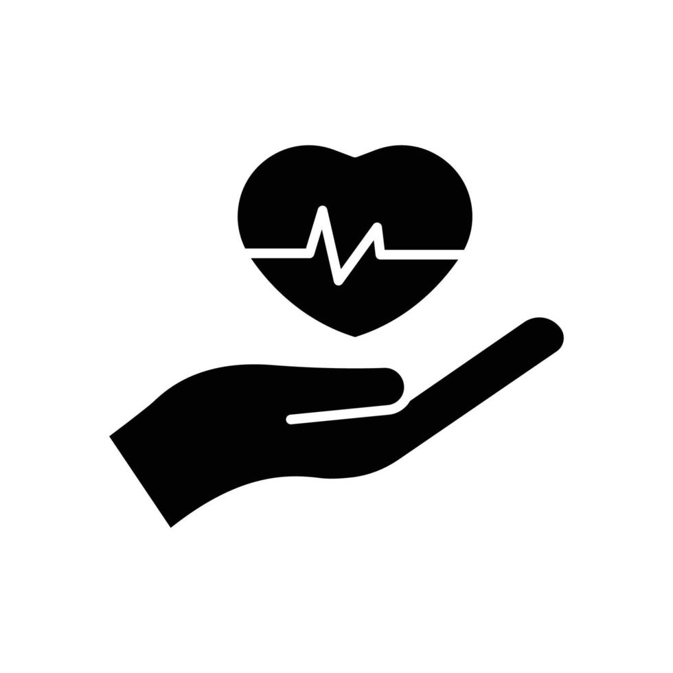 illustration d'icône de main avec coeur. adapté à l'icône d'impulsion. style d'icône de glyphe. icône liée à la forme physique. conception de vecteur simple modifiable
