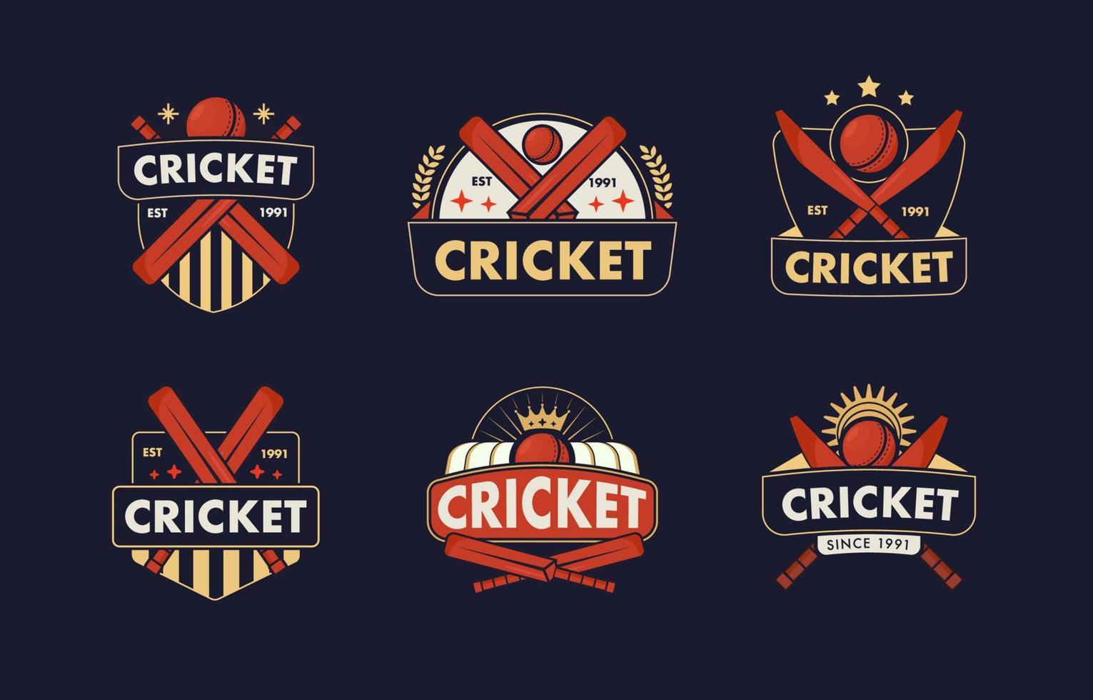 jeu de logo de club de cricket vecteur