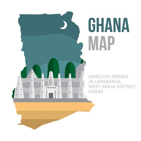 Carte du Ghana vecteur