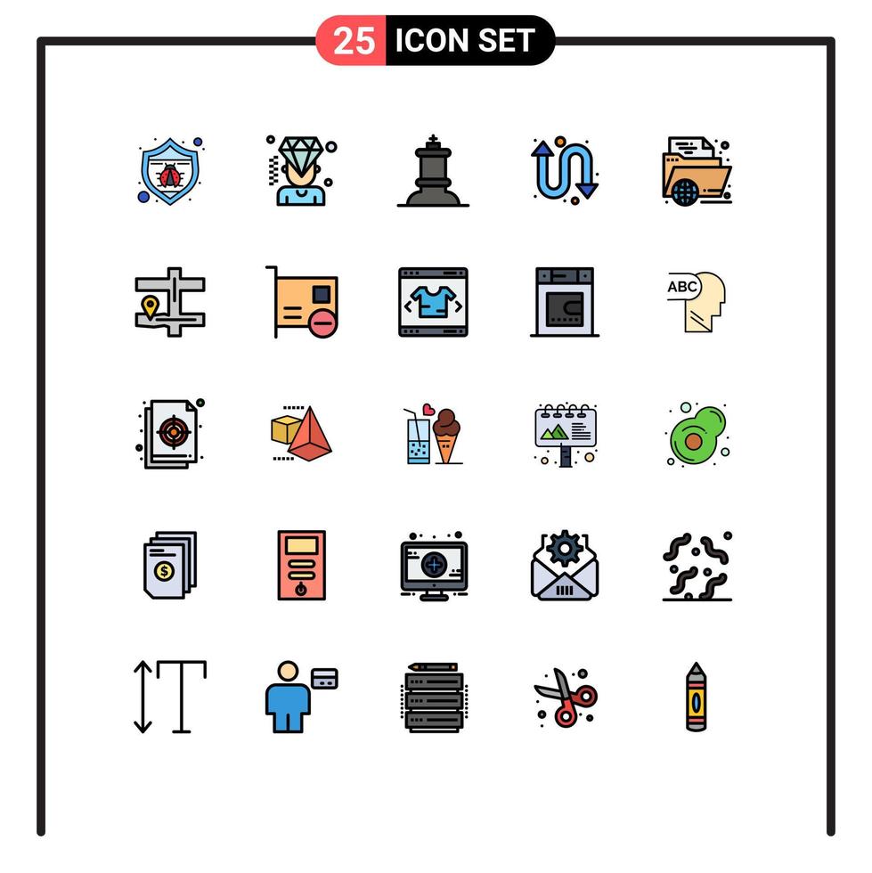 concept de couleur plate de 25 lignes remplies pour les sites Web dossier mobile et applications apprentissage des échecs e répéter des éléments de conception vectoriels modifiables vecteur