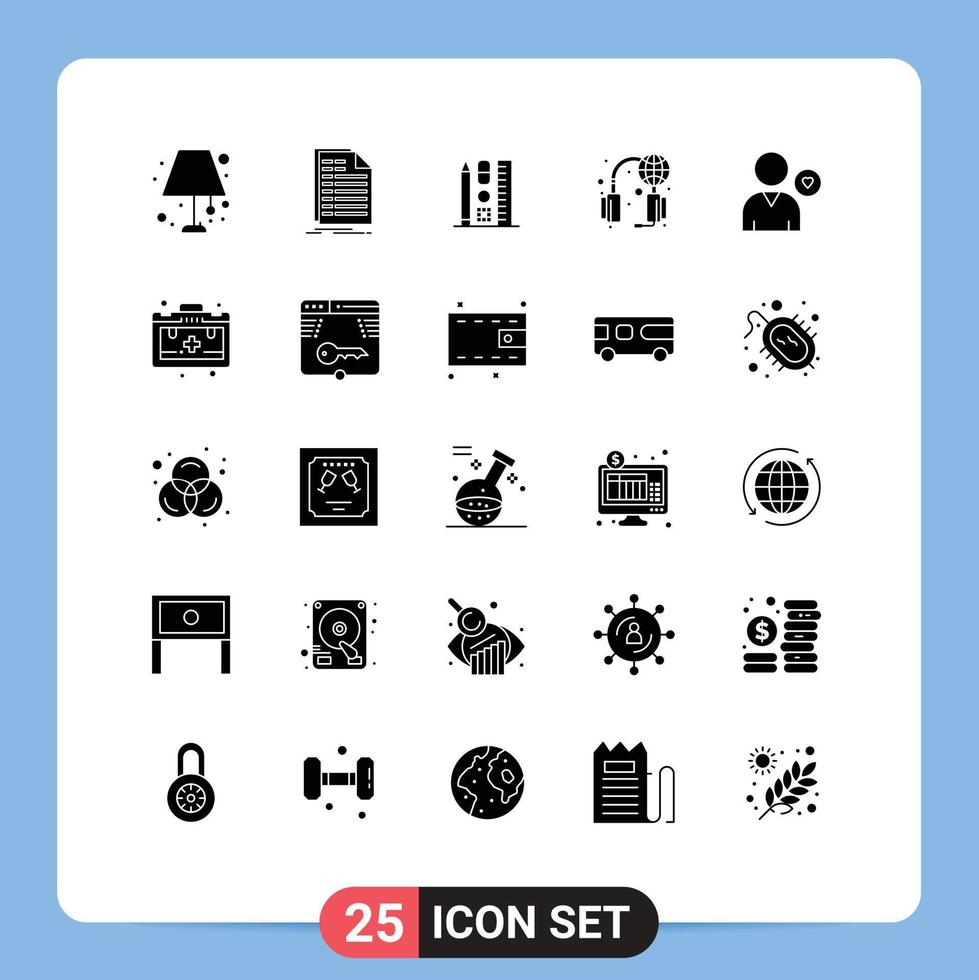 pack de glyphes solides de 25 symboles universels des services de déclaration de support préférés éléments de conception vectoriels modifiables en ligne vecteur