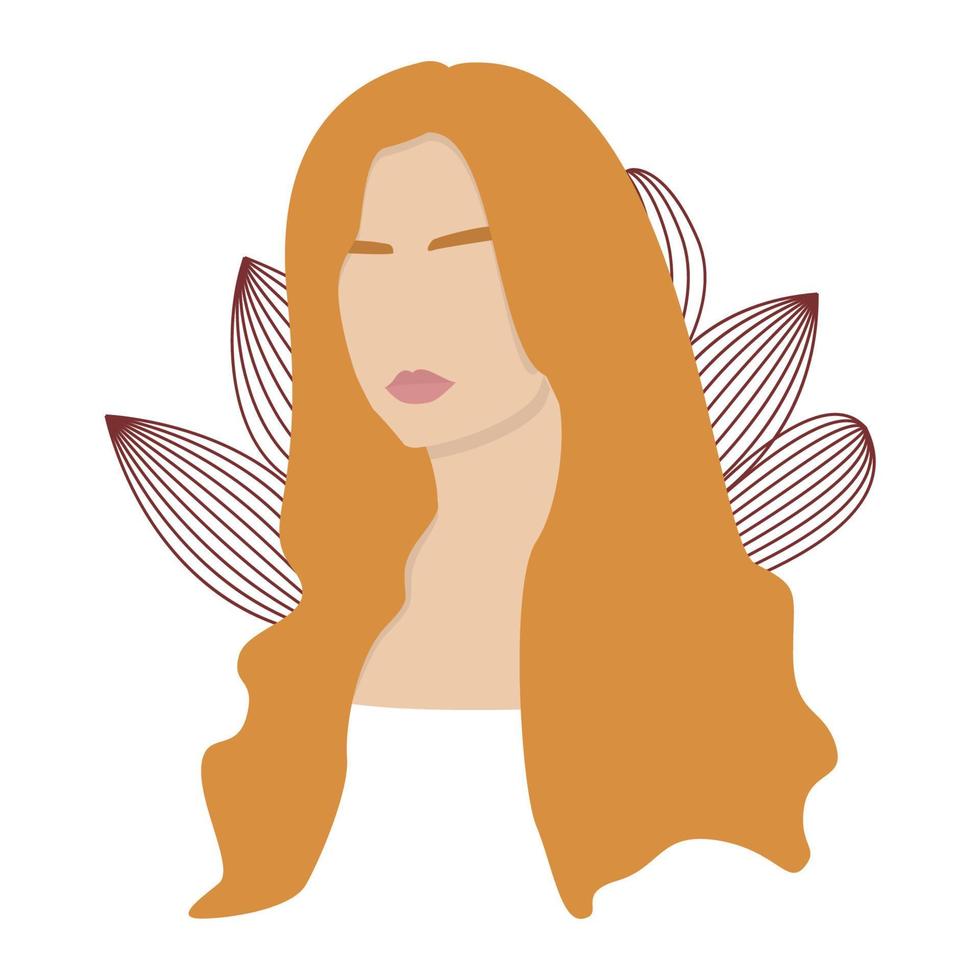 illustration de concept féminin de femme boho. parfait pour les affiches, l'art mural, les cartes. clipart femme isolé sur fond blanc. portrait contemporain. illustration vectorielle, eps10 vecteur