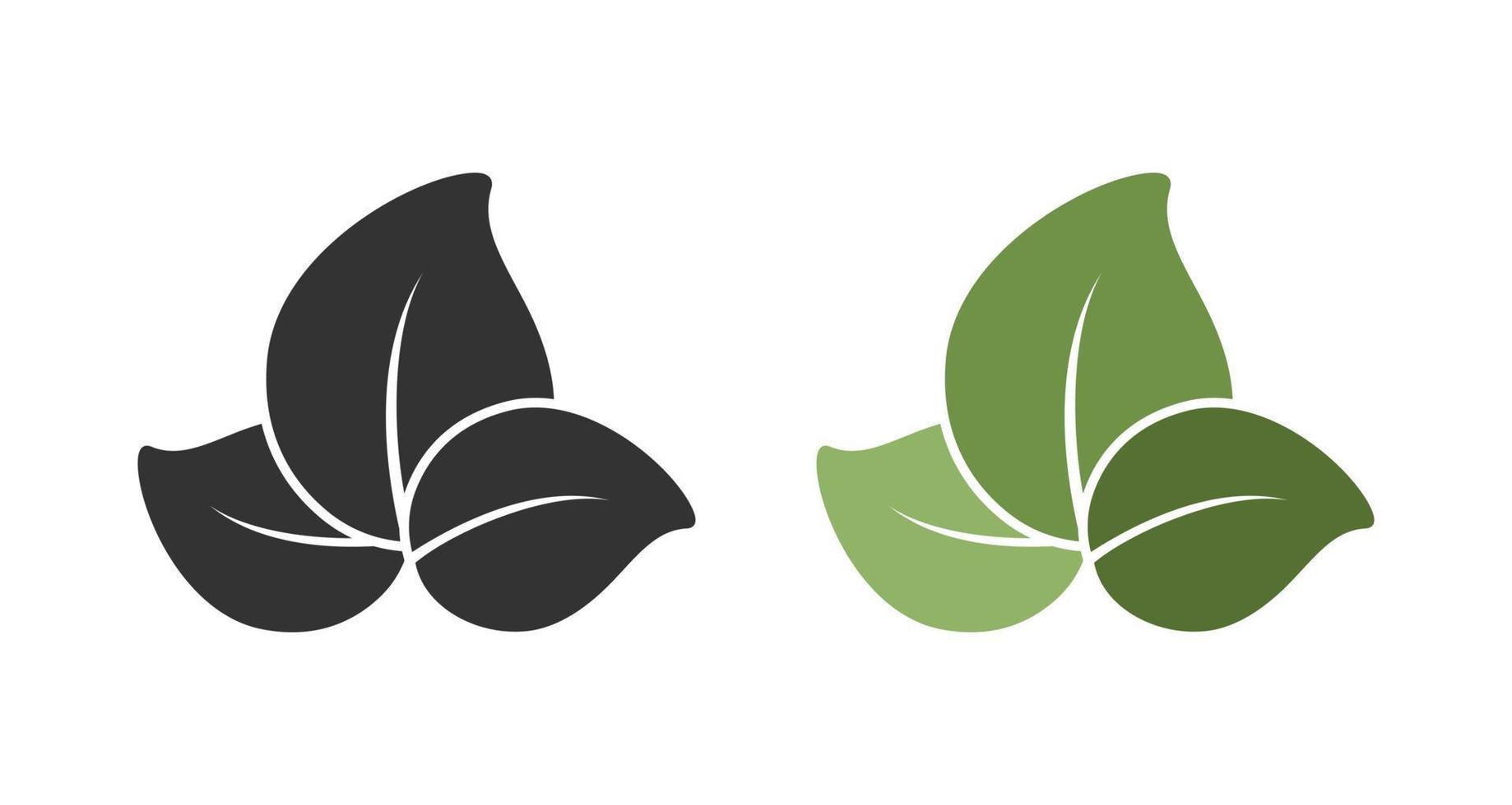 trois feuilles logo de l'entreprise icône web clip art. conception graphique vectorielle simple et moderne minimale. symbole de signe ou badge pour la nature, produits écologiques biologiques, végétarien imprimé d'autocollants, etc. vecteur