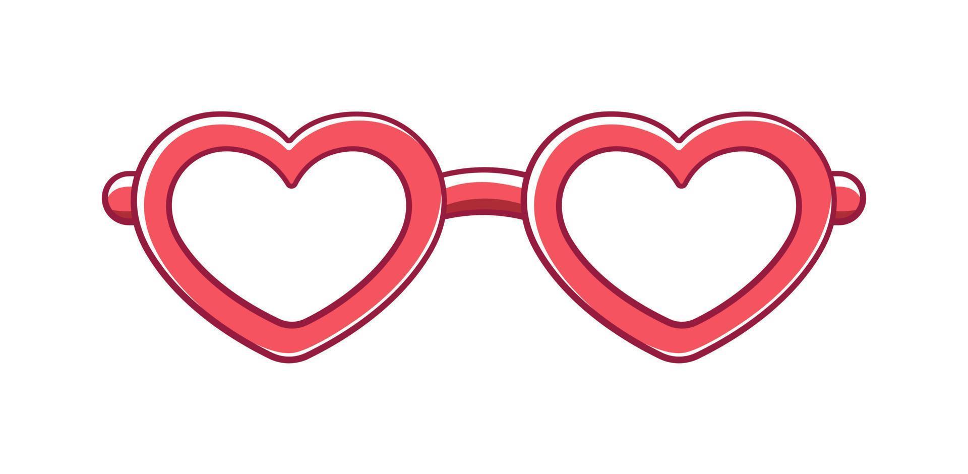 clipart de cadre de lunettes en forme de coeur rouge. lunettes de fête funky illustration vectorielle de dessin animé de lunettes. vecteur