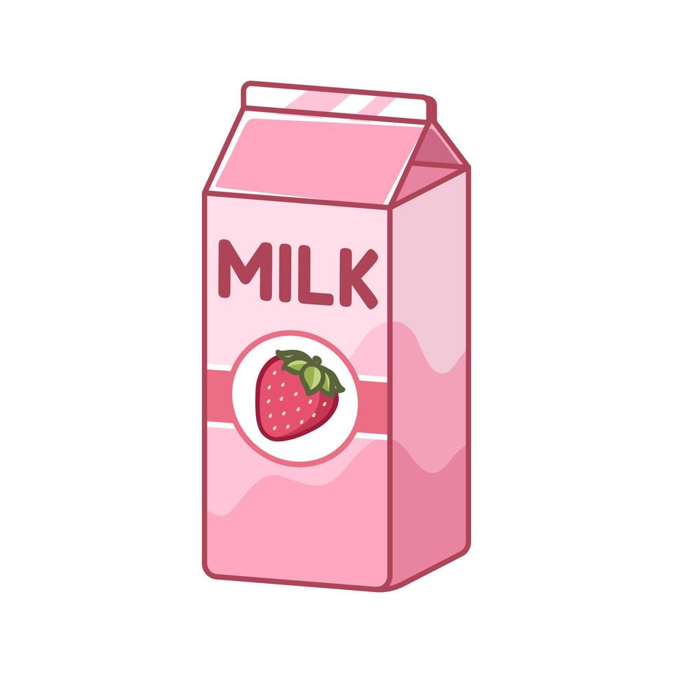 élément clipart grand carton de lait aux fraises. conception d'illustration vectorielle plate simple et mignonne. impression de boisson laitière à saveur de fraise, signe, symbole. vecteur