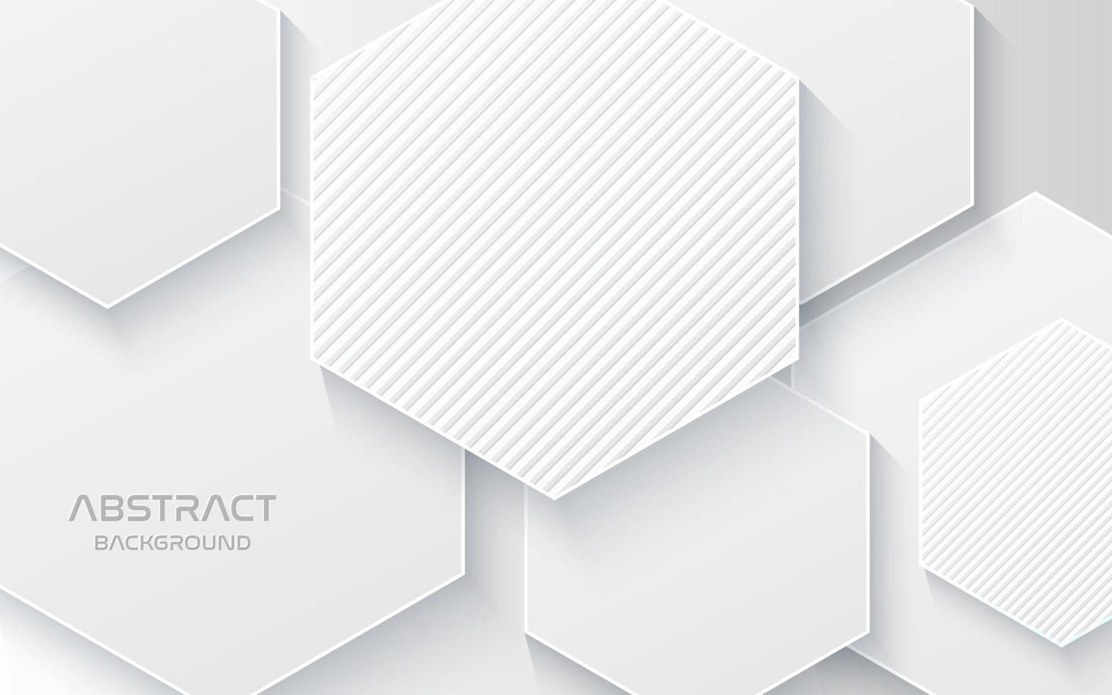 fond de papier découpé blanc. vecteur 3d. arrière-plan géométrique abstrait en couches. formes de papier texturées avec hexagone. conception de couverture minimaliste