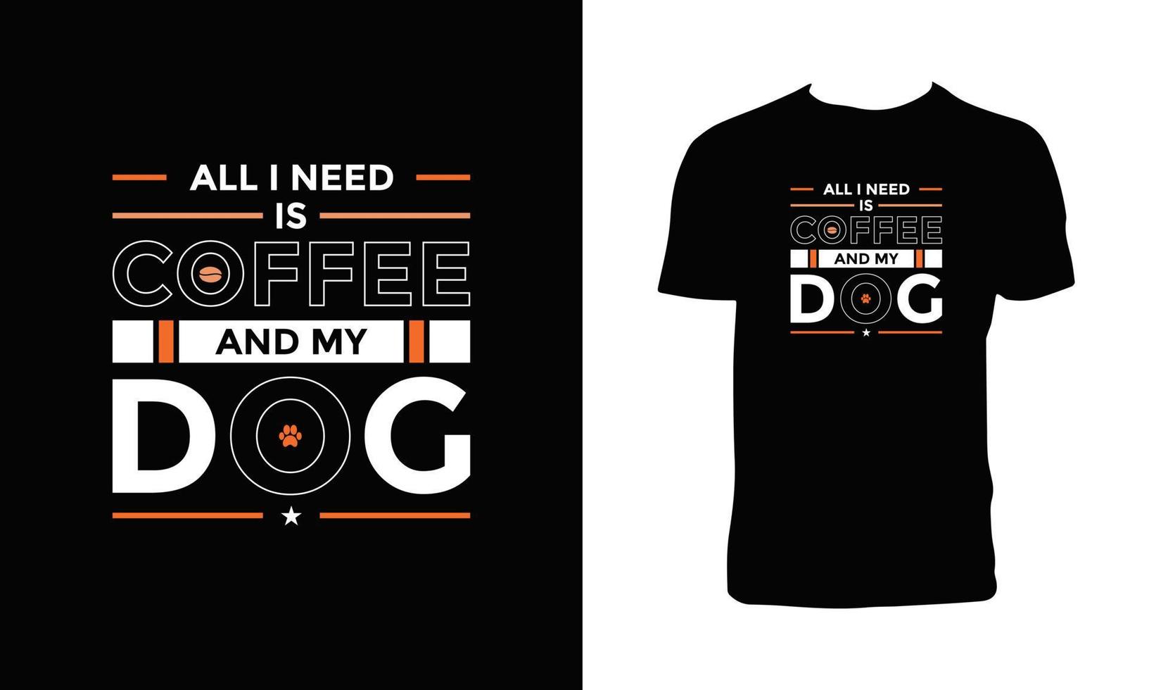 conception de t-shirt typographie café et chien. vecteur