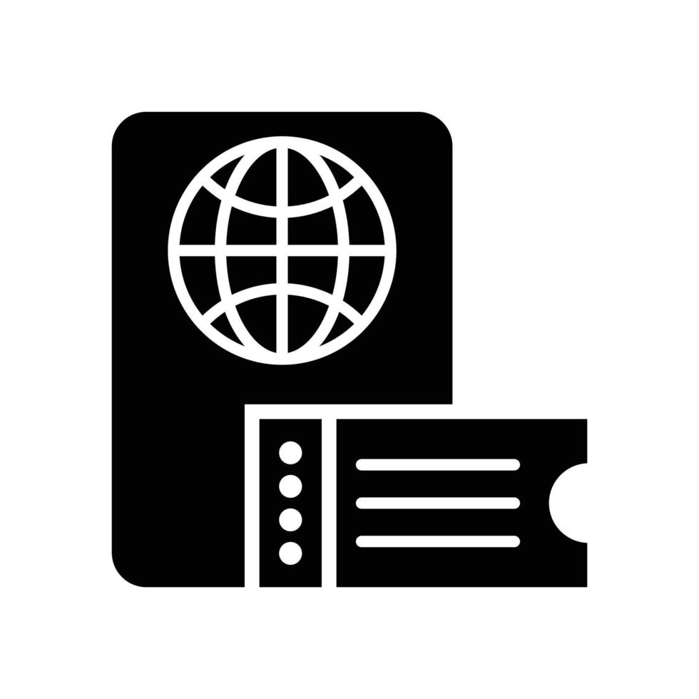 icône solide de vecteur de billet de passeport avec illustration de style de fond. fichier eps 10 de symbole de camping et de plein air