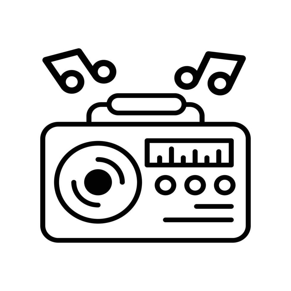 icône de contour de vecteur de musique avec illustration de style d'arrière-plan. fichier eps 10 de symbole de camping et de plein air