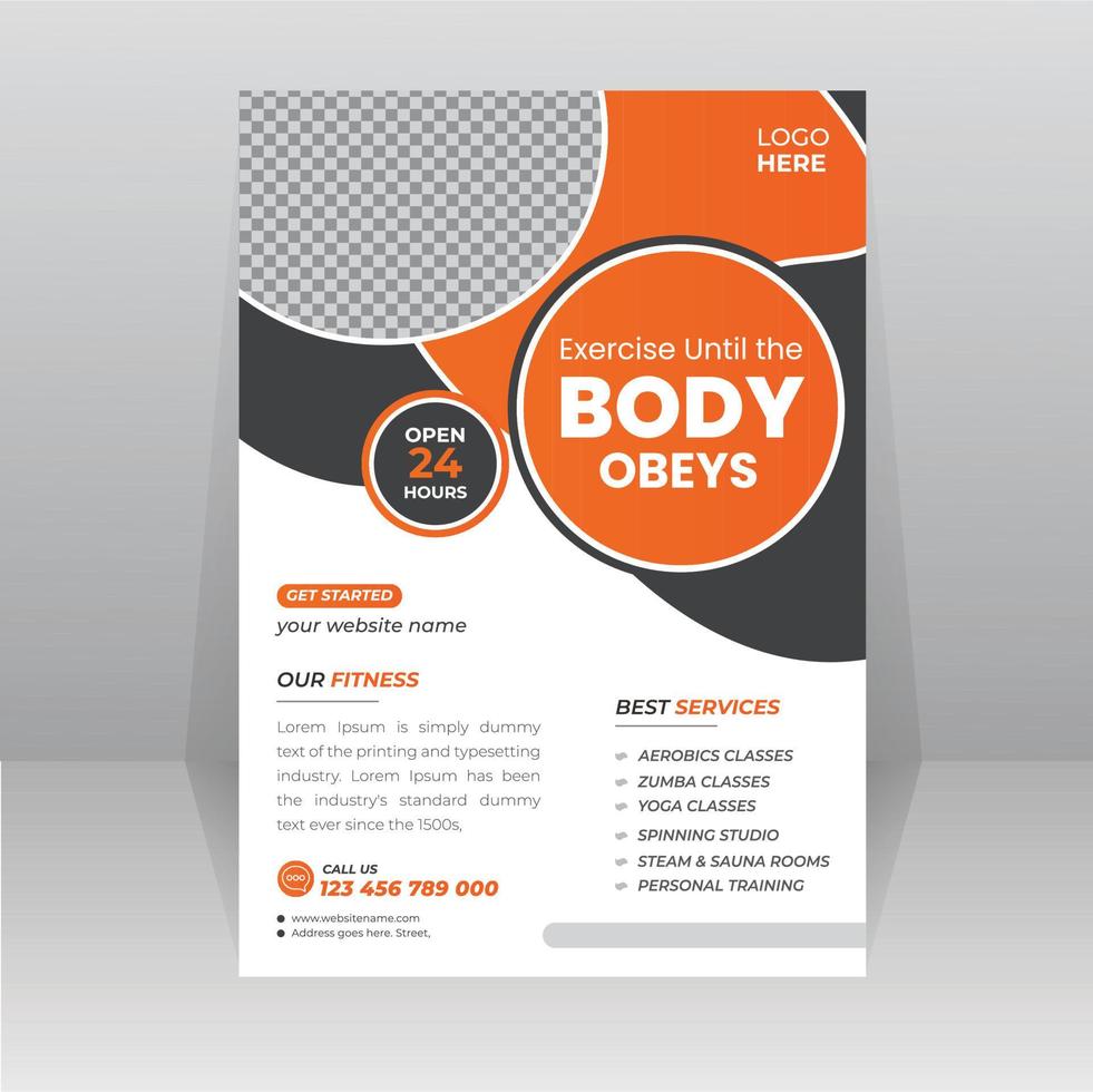 modèle de conception de flyer et affiche de corps de fitness gym vecteur