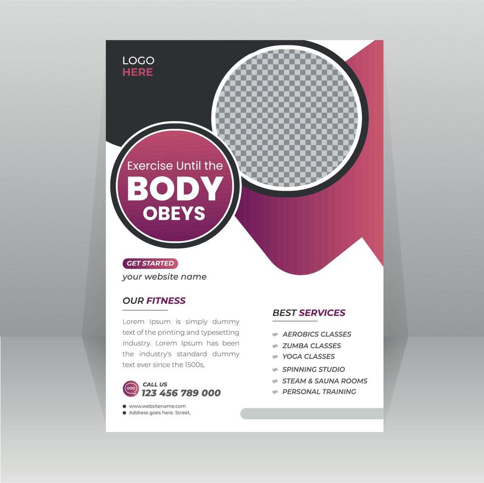 modèle de conception de flyer et affiche de corps de fitness gym vecteur