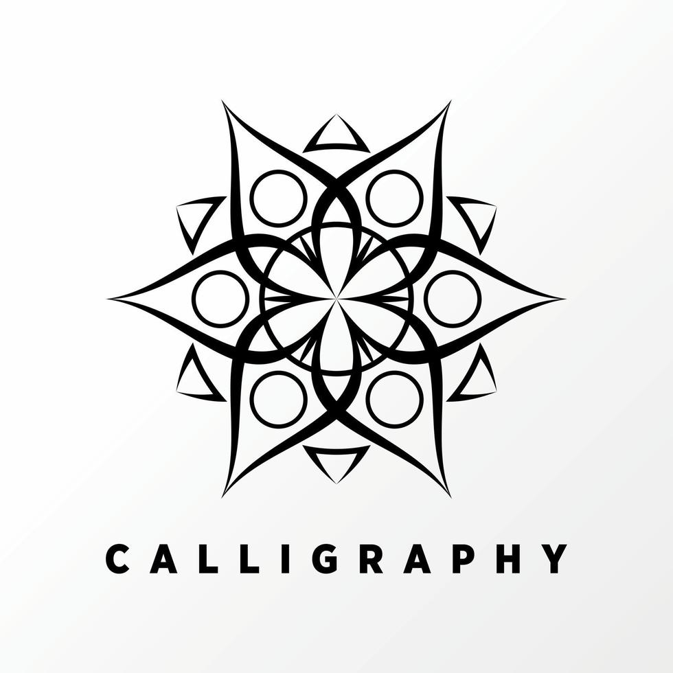 calligraphie de fleurs simple et unique en 6 images d'angle graphique icône logo design concept abstrait vecteur stock. peut être utilisé comme symbole lié au motif ou à l'art.