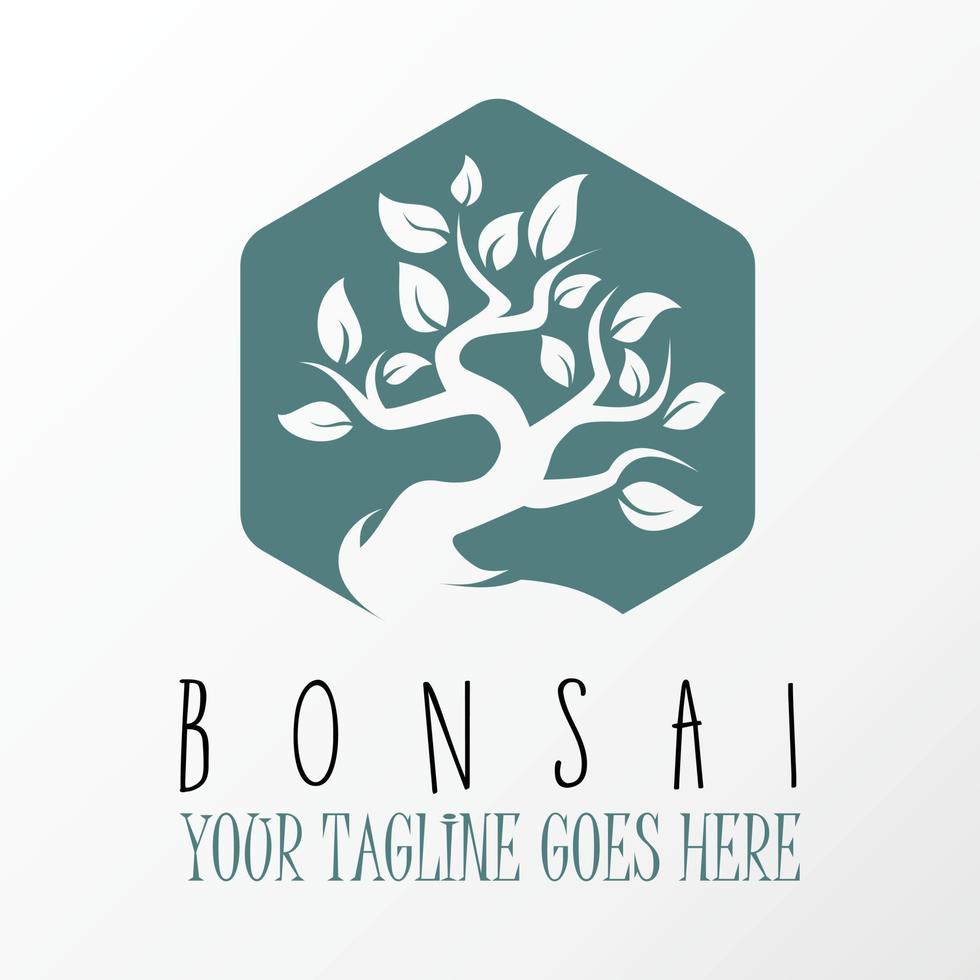unique incroyable bonsaï en image hexagonale graphique icône logo design abstrait concept vecteur stock. peut être utilisé comme symbole relatif à l'animal ou à l'intérieur.