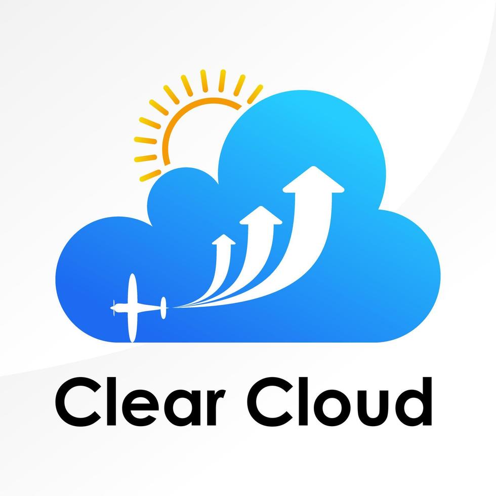 nuage unique et simple avec arow ou plan haut dans le lever du soleil image graphique icône logo design concept abstrait vecteur stock. peut être utilisé comme symbole d'entreprise ou lié à la météo