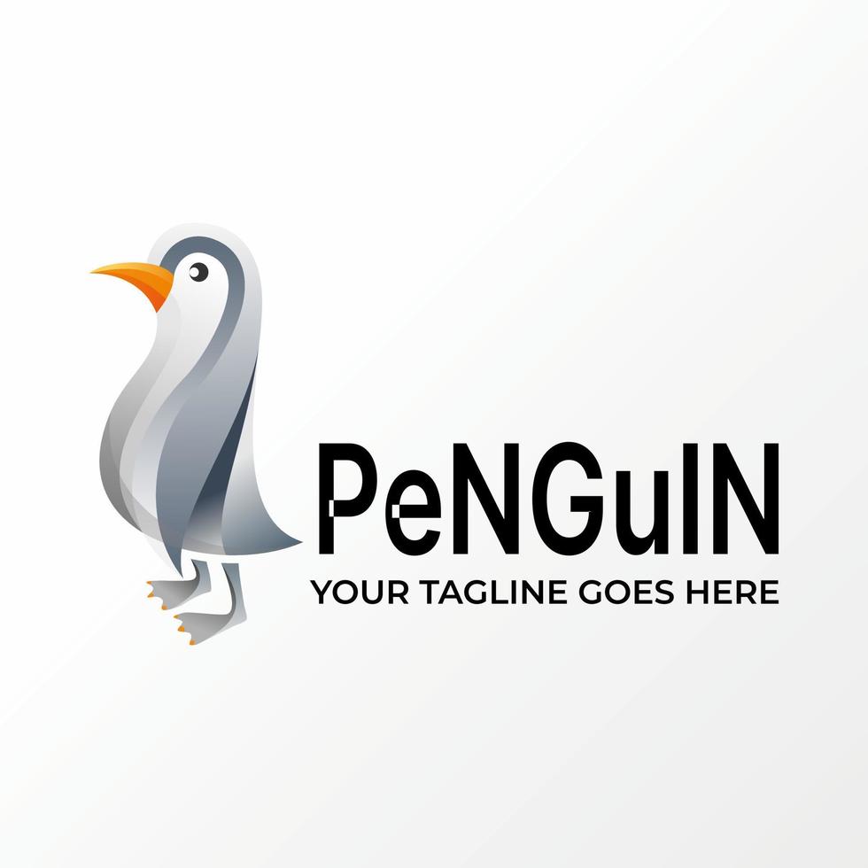 stand de pingouin de dessin animé simple et unique dans une image attrayante icône graphique logo design concept abstrait vecteur stock. peut être utilisé comme symbole relatif à un animal ou à un personnage.