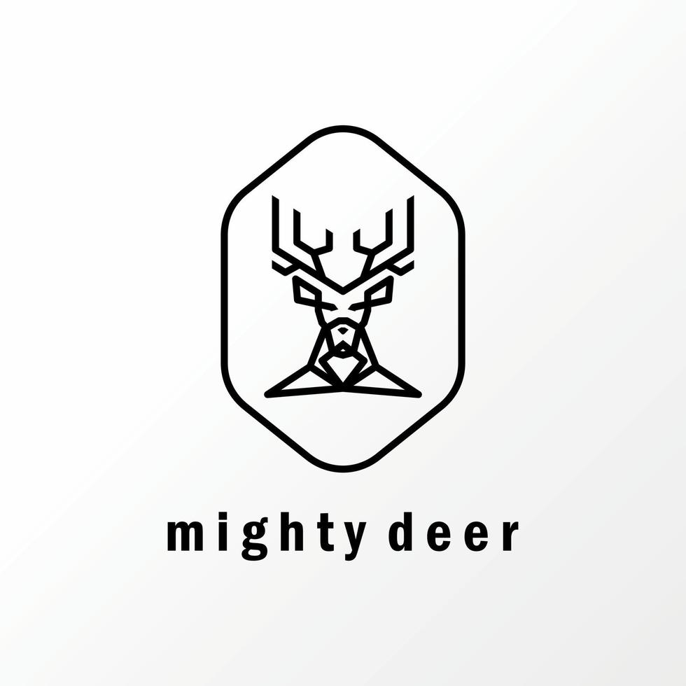 tête de cerf puissante simple et unique en ligne sur l'image graphique icône logo design abstrait concept vecteur stock. peut être utilisé comme symbole lié à l'animal ou à la nature.