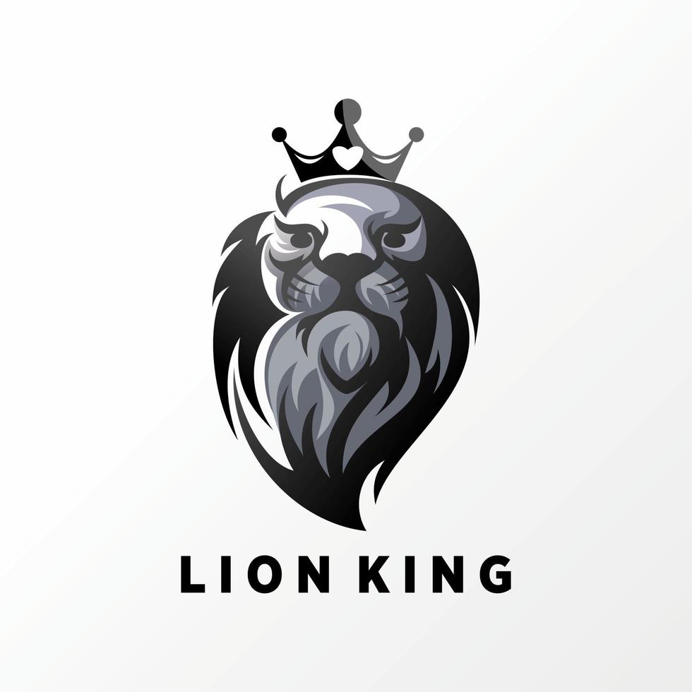 roi lion tête simple et unique ou en utilisant l'image de la couronne graphique icône logo design abstrait concept vecteur stock. peut être utilisé comme symbole relatif à un animal ou à un personnage.