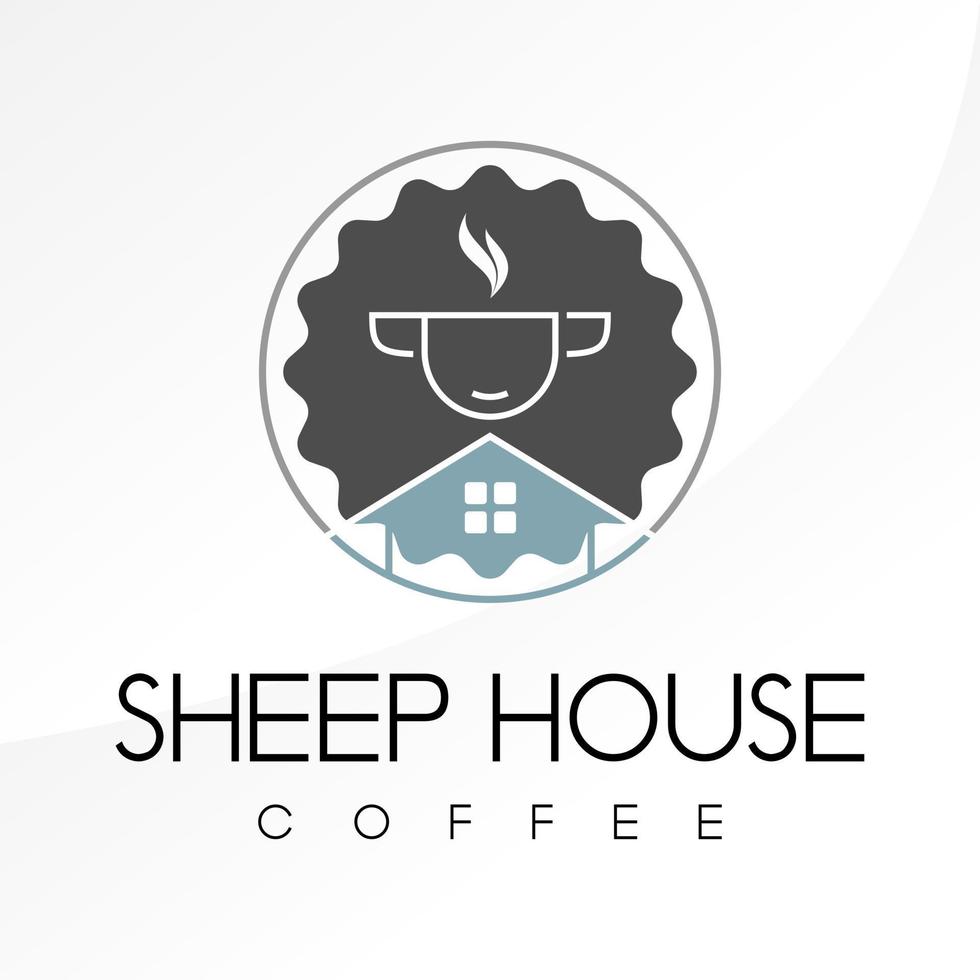 tête de mouton simple et unique et image de maison de café icône graphique création de logo concept abstrait vecteur stock. qui peut être utilisé comme symbole ou se rapportant à l'animal et à la propriété