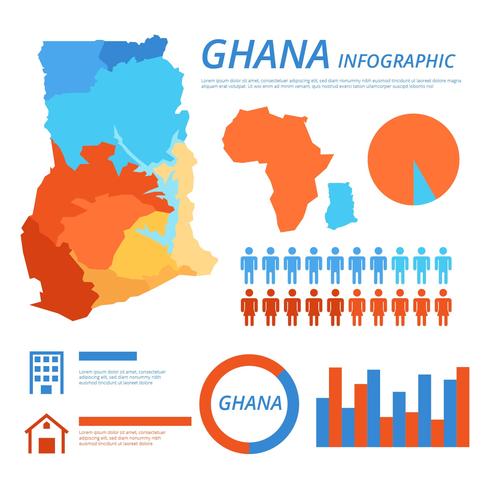 Gratuit vecteur de carte infographique de Ghana