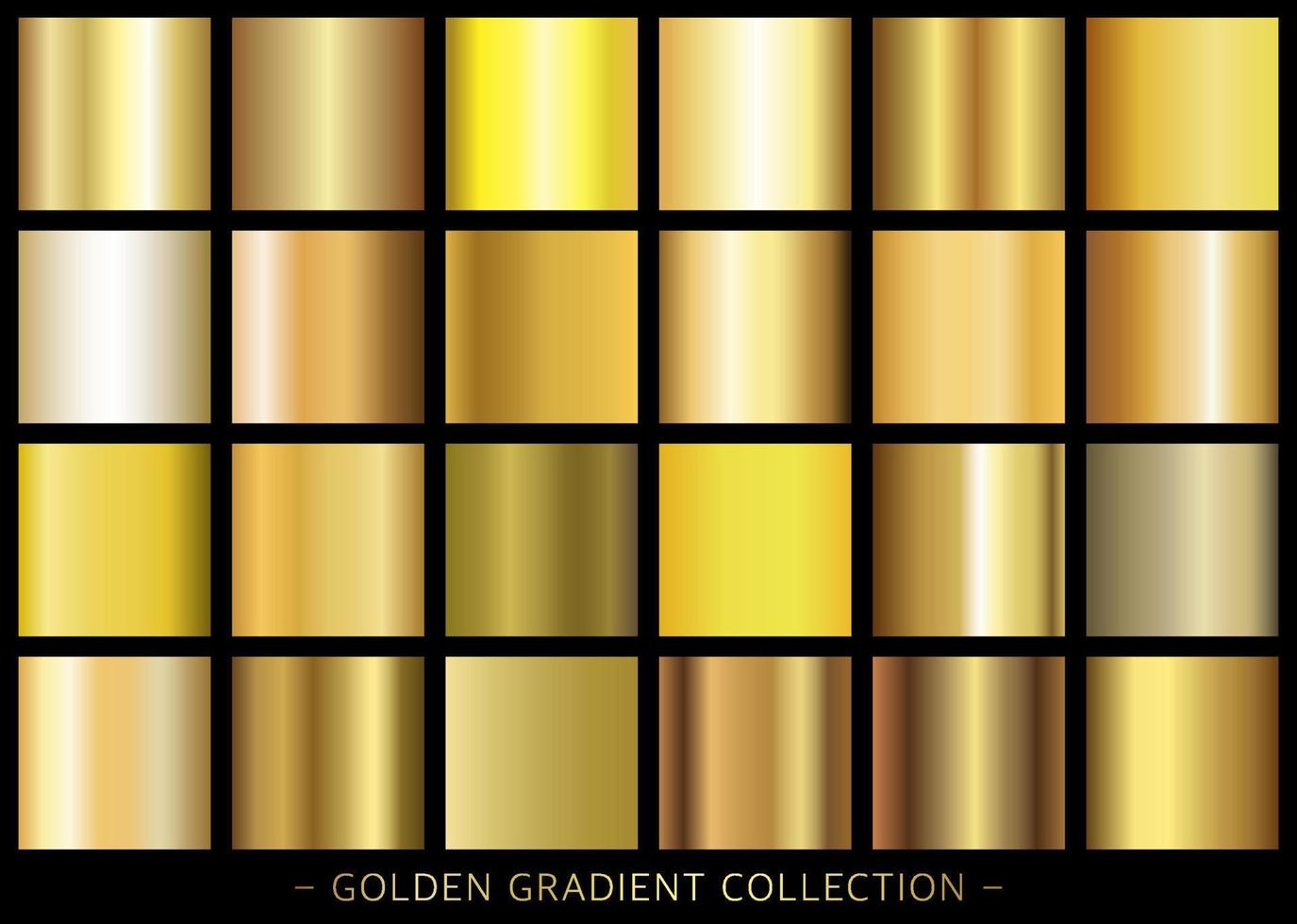 collection dégradé doré, combinaisons modernes de couleurs et de nuances. palette de dégradé de couleurs sous forme de carrés. vecteur. vecteur